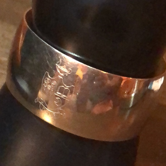 Vintage Danecraft Sterling Wide Cuff Bracelet With Engraved Shield - Picture 1 of 12